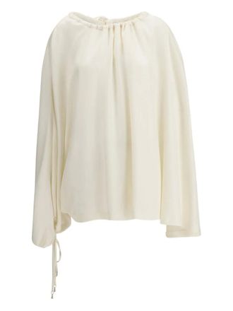 Gabriela Hearst Wilmer gedrapeerde blouse met trekkoord - IVR IVORY