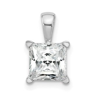 Diamond2Deal 14k White Gold 2 Ct Princess Cut Lab Grown Diamond Pendant