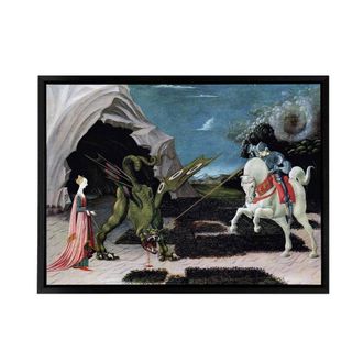 Artery8 Paolo Uccello Saint George & The Dragon Framed Canvas Wall Art Print | Size: W24 x H32