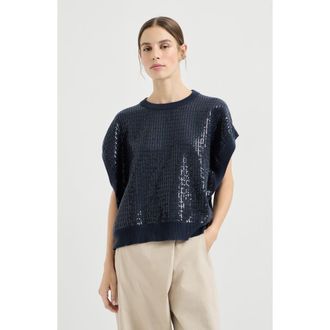 Brunello Cucinelli Dazzling Embroidery sweater in Blue at Nordstrom, Size Xx-Small Eu