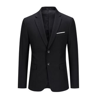 AlltheMen Klassieke zwarte blazer Blazer met twee knopen