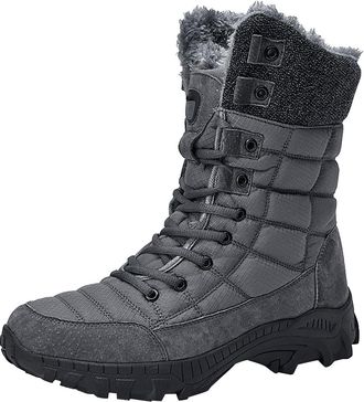 Generic MenS Boots MenS High Top Boots Fashion Casual Trainers Breathable Flat Casual Shoes Winter Padded Warm MenS Boots Insulated Running Shoes (Grey, 6.5)