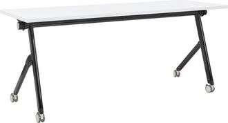 Beliani Beliani - Escritorio Rectangular Moderno Plegable Con Ruedas Mesa M&oacute;vil Port&aacute;til Estructura Met&aacute;lica 180 X 60 Cm Blanco Y Negro Bendi