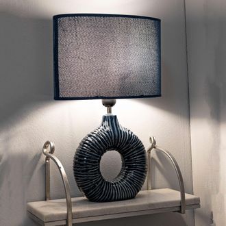 Dmora L&aacute;mpara De Mesa Mirny, Necesaria 1 Bombilla, Casquillo E14, Pantalla, Azul