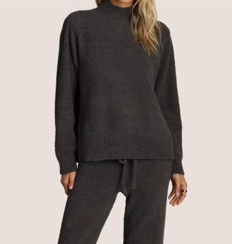 Dylan Mock Pullover Sweater In Charcoal