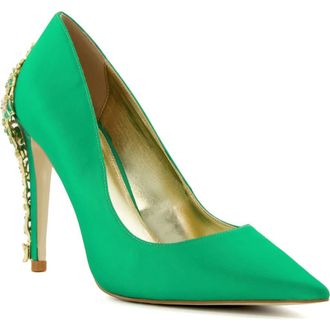 Dune London Audleys Pointed Toe Pump in Green-Satin at Nordstrom Rack, Size 11Us / 41Eu