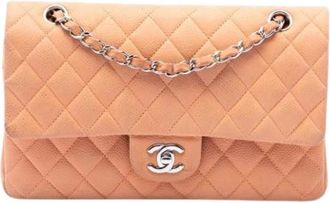 Chanel Pre-owned Classic Double Flap Shoulder Bag - Dames - Vintage Schoudertas - Oranje - ONE Size - Leer - Vintage