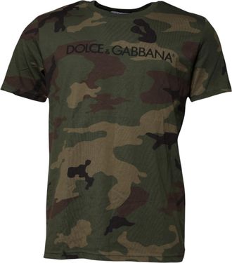 Dolce & Gabbana Multicolor Camouflage Cotton Crew Neck Mens T-shirt