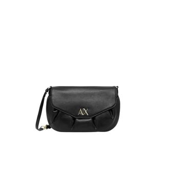 A|X Armani Exchange Cross Body Bags, female, Black, Size: ONE SIZE Gathered-effect Crossbody Bag