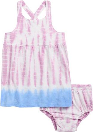 Splendid Capri Tie Dye Cotton Blend Dress with Bloomers in Pink Flower Tie Dye at Nordstrom, Size 18-24M