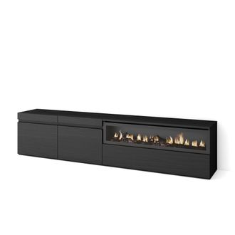 Skraut Home Skraut Home - Mueble Tv, Televisi&oacute;n, Muebles De Sal&oacute;n, Almacenaje, 200x45x35cm, Para Tv Hasta 80, Chimenea El&eacute;ctrica, Estilo Moderno, Negro