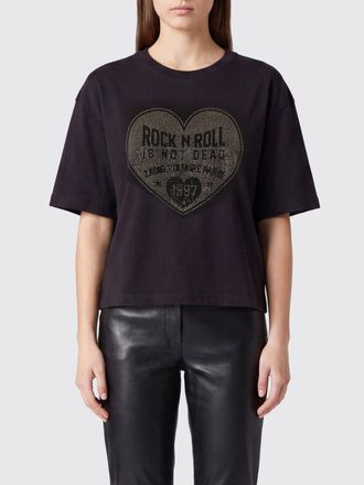 Zadig&Voltaire Cotton T-shirt with Print and Rhinestone Logo