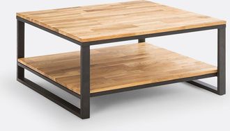 La Redoute Interieurs Vierkante salontafel van massief eikenhout en staal, HIBA