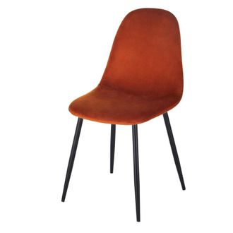 Maisons du monde Silla de terciopelo reciclado naranja con patas de acero negro
