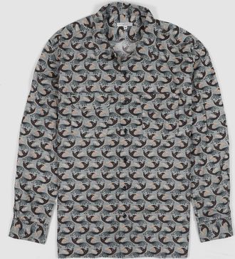 Engineered Garments Mens Classic Shirt In Bird Print Lawn