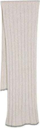 Brunello Cucinelli mélange-effect knitted scarf - men - Cashmere/Lambs Wool - One Size - Neutrals