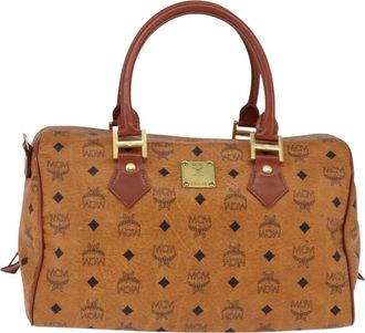 MCM Visetos Logogramme Leather Brown Leather Handbag (Pre-Owned)