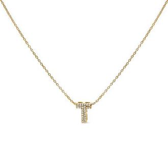 House of Brilliance 10K Gold Diamond Accent A-Z Initial Bubble Pendant Necklace in Yellow | T at Nordstrom