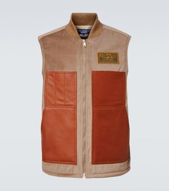 Junya Watanabe Leather-trimmed cotton and wool vest