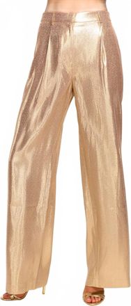 Ramy Brook Izzy Silk Lam&eacute; Wide Leg Pants In Gold