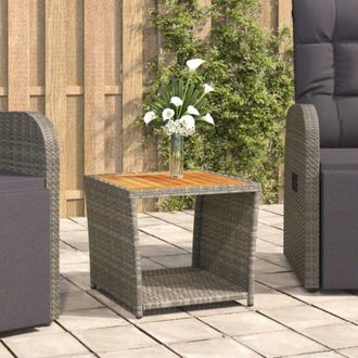 vidaXL vidaXL Tavolino con Piano Legno Grigio Polyrattan e Massello Acacia