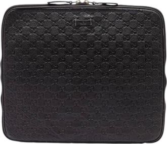 Gucci Pre-owned Clutches, female, Black, Size: ONE SIZE Pre-owned Embossed Leather Clutch