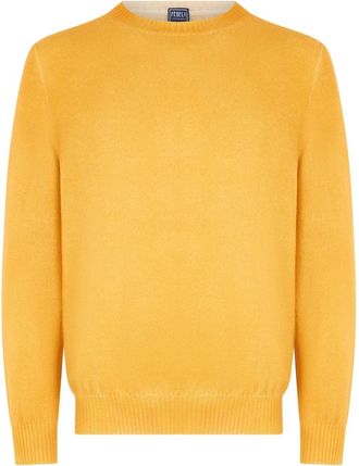 Fedeli Ronde Hals Kasjmier Trui - Heren - Cashmere truien - Geel - XL - Kasjmier - Truien & Vesten