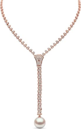 Yoko London 18K rose gold Zyyp pearl and diamonds necklace - women - South Sea Pearl/18kt Rose Gold/Diamond - One Size - Pink