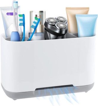 No Brand Soporte Para Cepillo De Dientes El&eacute;ctrico, Desmontable, Con Orificio De Drenaje, Organizador De Ba&ntilde;o, 19 X 11,5 X 9 Cm, Gris