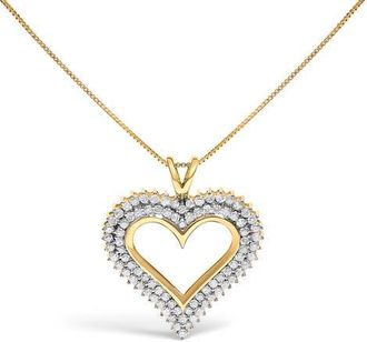 House of Brilliance Silver 2.00 Cttw Diamond Heart Pendant Necklace in Yellow at Nordstrom