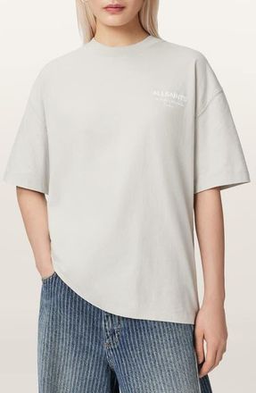 AllSaints Dreamer Etta Oversize Cotton Graphic T-Shirt in Sea Green at Nordstrom, Size X-Small