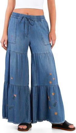 BILLY T Prettier in Person Tiered Wide Leg Denim Pants at Nordstrom, Size X-Small