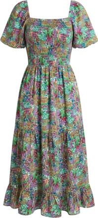 AX PARIS Zomerse midi-jurk voor dames van polyester met ruches aan de zoom (Veelkleurig)