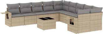 vidaXL Set De Sof&aacute;s De Jard&iacute;n 11pzas Con Cojines Rat&aacute;n Sint&eacute;tico Beige Vidaxl