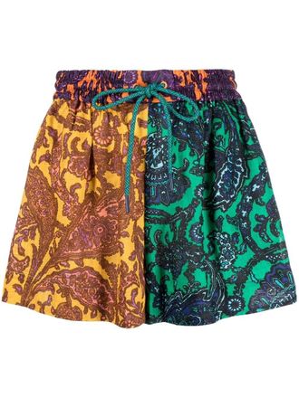 Zimmermann Tiggy patchwork linen shorts - women - Linen/Flax - 3 - Green