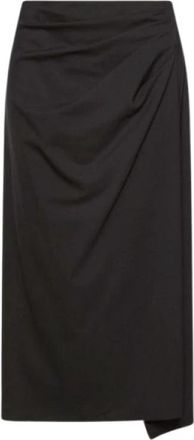 Marella Uitlopende Midi Rok - Dames - Midirokken - Zwart - S - Polyester - Rokken