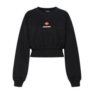 Dsquared2 Italiaanse Sweatshirts - Dames - Sweatshirts - Zwart - M - Katoen - Hoodies & sweatvesten