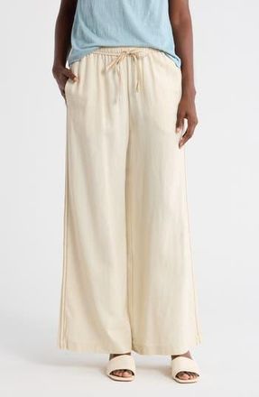 Max Studio Side Stripe Linen Blend Wide Leg Pants in Natural at Nordstrom Rack, Size X-Large