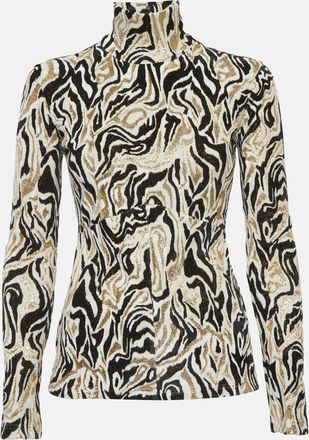 Paco Rabanne White/black Lurex Velvet High Neck Top