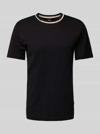HUGO BOSS T-Shirt mit geripptem Rundhalsausschnitt Modell Thompson in Black, Gr&ouml;&szlig;e L