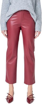 endless rose High Waist Faux Leather Crop Pants in Burgundy at Nordstrom, Size X-Small