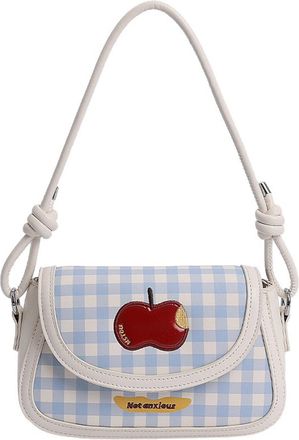 Generic PU Leather Womens Checked Crossbody Bag with Adjustable Strap Fashionable Shoulder Bag for Everyday Shopping Travel