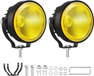 No Brand 2 Unidades De Luces De Trabajo Led Redondas De 4 Pulgadas, 60 W, 12 V/24 V, Color Amarillo, Ip68 - Aptas Para Motocicletas, Tractores, Camiones Y Agri