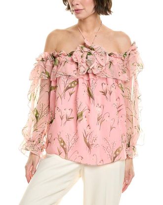 Carolina Herrera Ruffle Silk Top