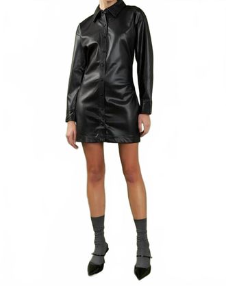 English Factory Faux Leather Cinched Mini Dress In Black