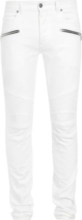 Balmain Slim-fit jeans met geribbelde knie&euml;n - Heren - Slim Fit Jeans - Wit - W32 - Katoen - Jeans