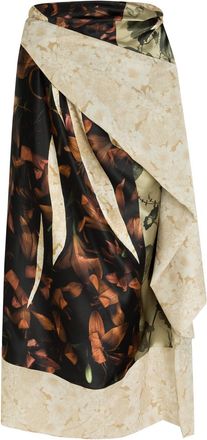 Maison Margiela Floral-print Asymmetric Silk Midi Wrap Skirt - Brown - 42 (UK10 / S)