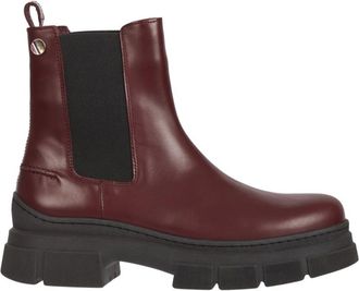 Tommy Hilfiger Schoenen, Dames, Rood, 36 EU, Leer, Preppy Outdoor Lage Laars