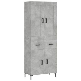 vidaXL Vidaxl - Aparador Alto Madera Contrachapada Gris Hormig&oacute;n 69,5x34x180 Cm