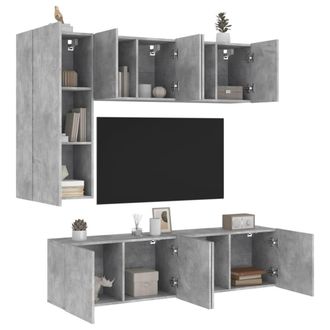 Berkfield Home 5 Piece TV Wall Units Concrete Grey Engineered Wood